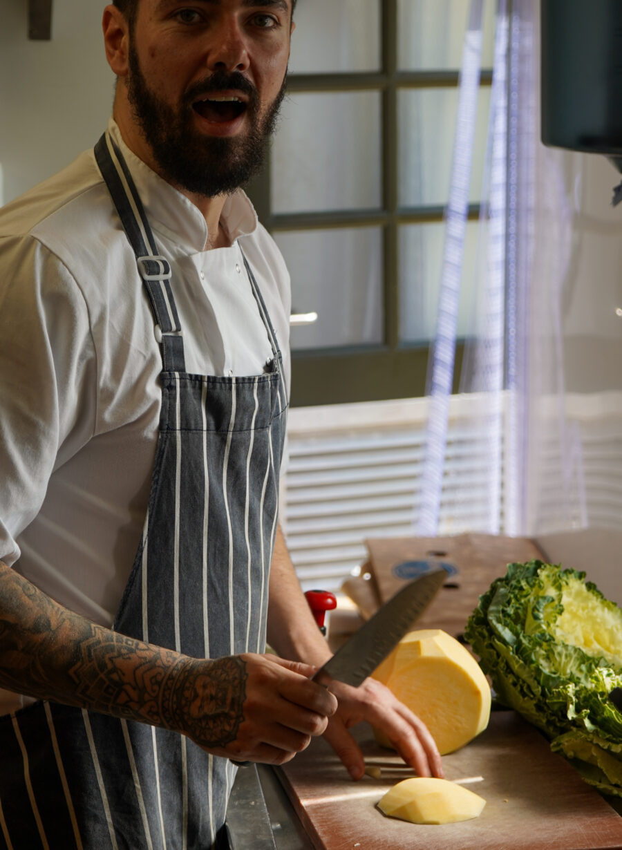 chef preparing food in kitchen