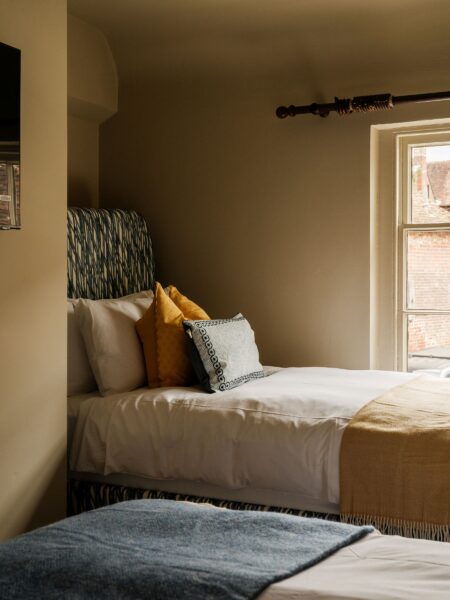 bedroom at Fleur de Lys pub accommodation in Cranborne Dorset